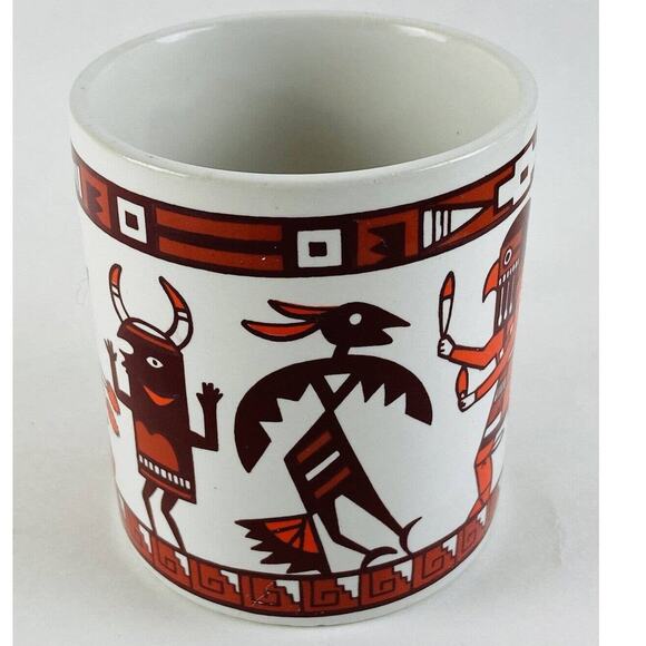 Native American Kachina Chief Bird Bull Coffee Mug Cup Tribal Aboriginal Art Red - Picture 2 of 9